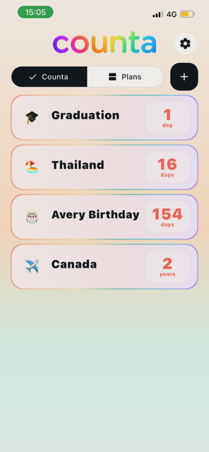 Counta Thailand goal screen with target amount and savings progress